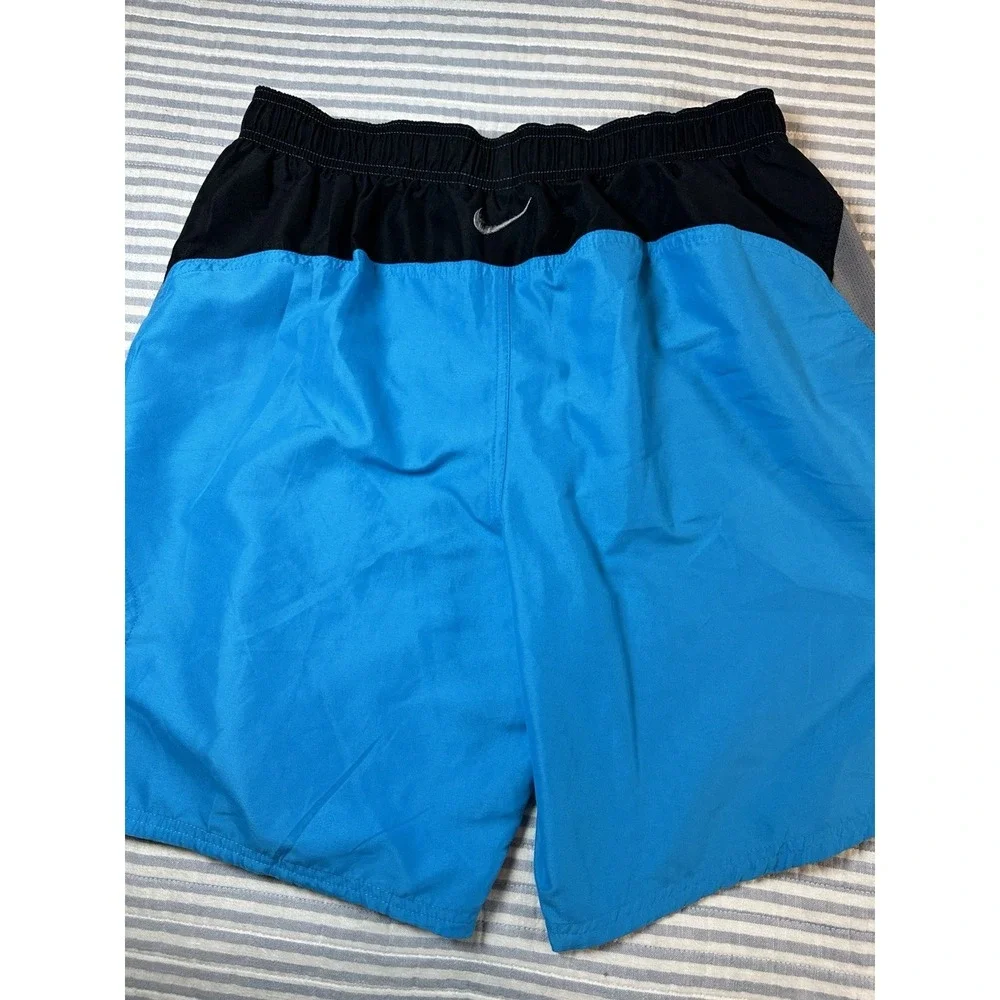 Nike Men's Swim‎ Trunks Shorts Blue Black Lined Drawstring Size Large